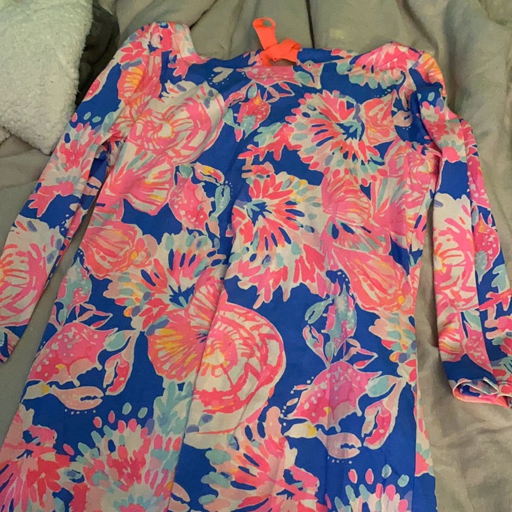 Lily Pulitzer Noelle Bennett Blue Bay Dreamin dress with cute tie back - Picture 9 of 13
